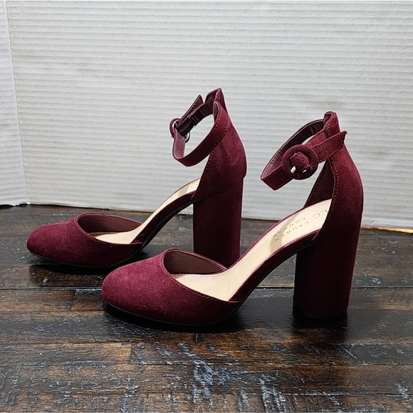 Lauren Conrad burgundy round heel ankle strap size 7 - Picture 2 of 8